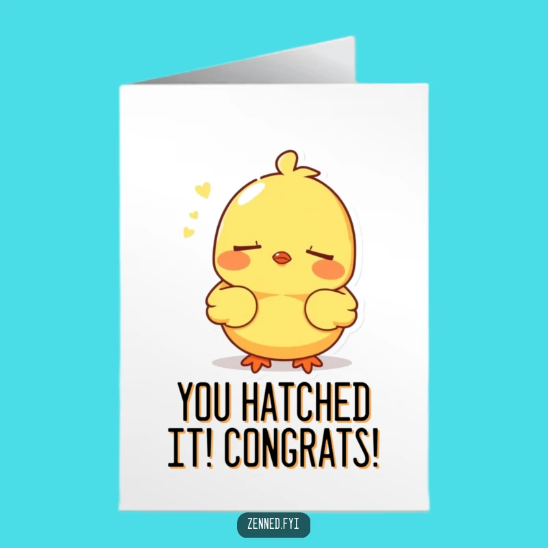 Free Printable Congrats Card: Yellow Chick's Serene Breath for Your Success