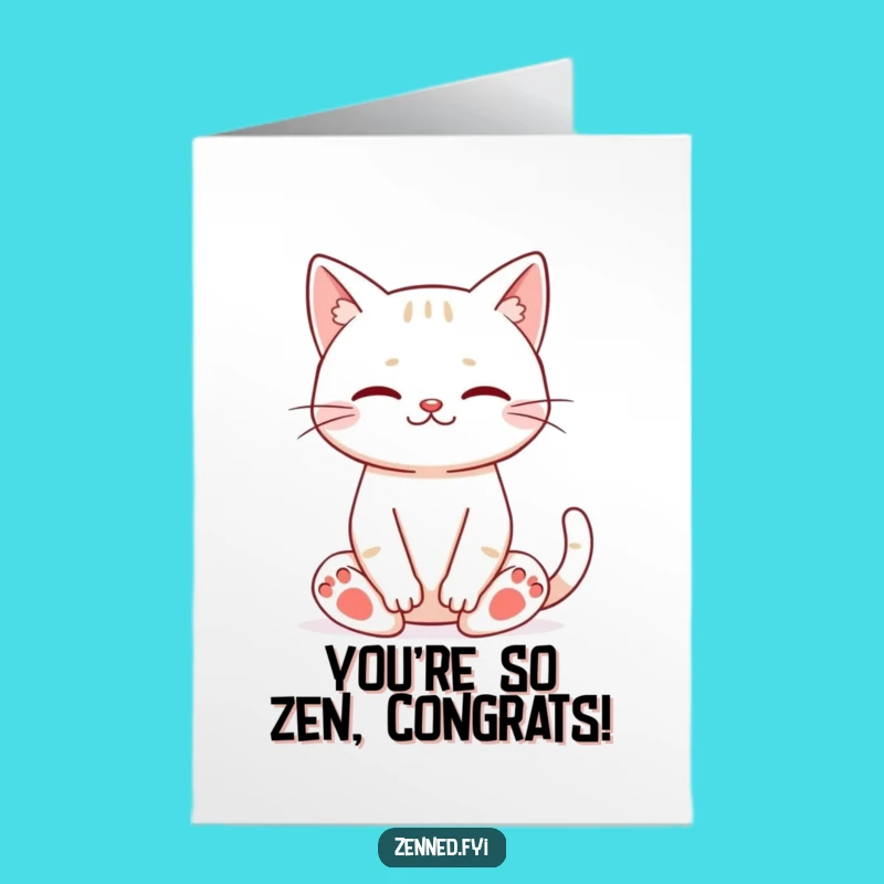 Free Printable Zen Cat Congratulations Card - Funny Downloadable Gift for Calm Achievements