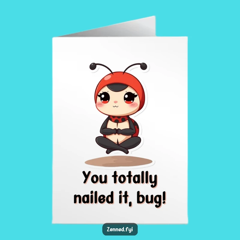 Free Printable Congrats Card: Serene Ladybug Balance, Unique DIY Downloadable Gift