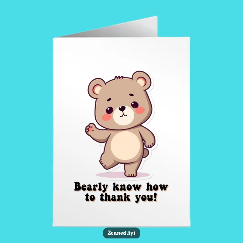 Free Printable Kawaii Bear Thank You Card: Strong Support Downloadable Gift