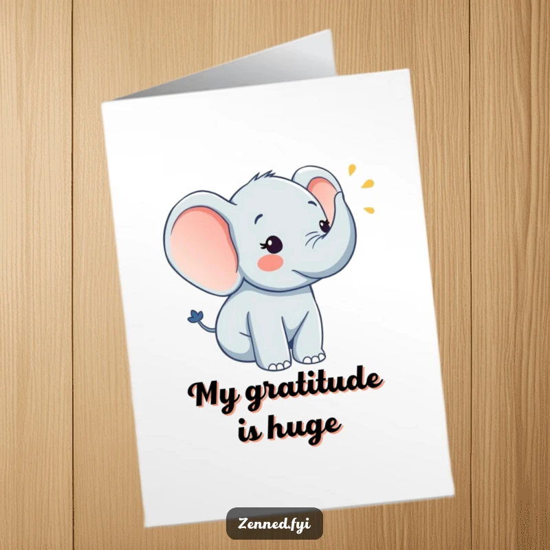 Funny Free Printable Thank You Card: A cheerful elephant plays a serene horn, sending joyful and heartfelt thanks.