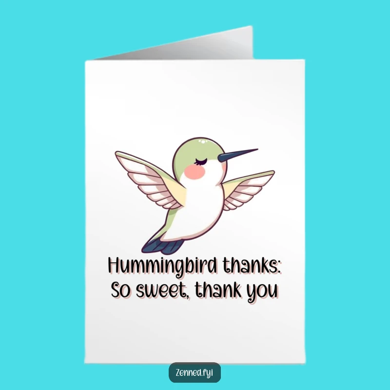 Free Printable Thank You Card: Calm Hummingbird Gratitude, Peaceful Humor, Downloadable Gift