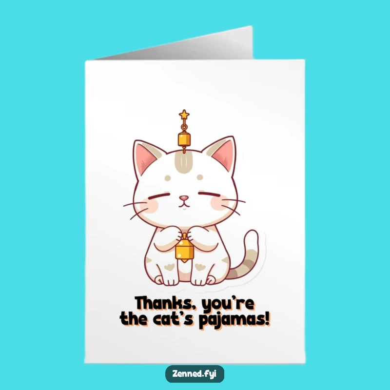 Free Printable Thank You Card: Cat Bell Contemplation, Funny Downloadable Gift!