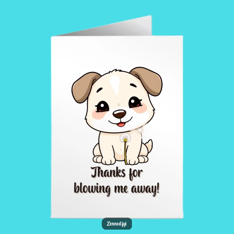 Free Printable Thank You Card: Dog Dandelion Puff Funny Digital Download