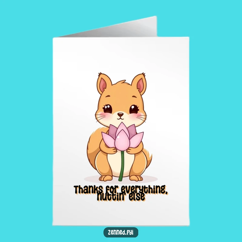 Free Printable Thank You Card: Kawaii Squirrel Lotus Zen Funny Downloadable