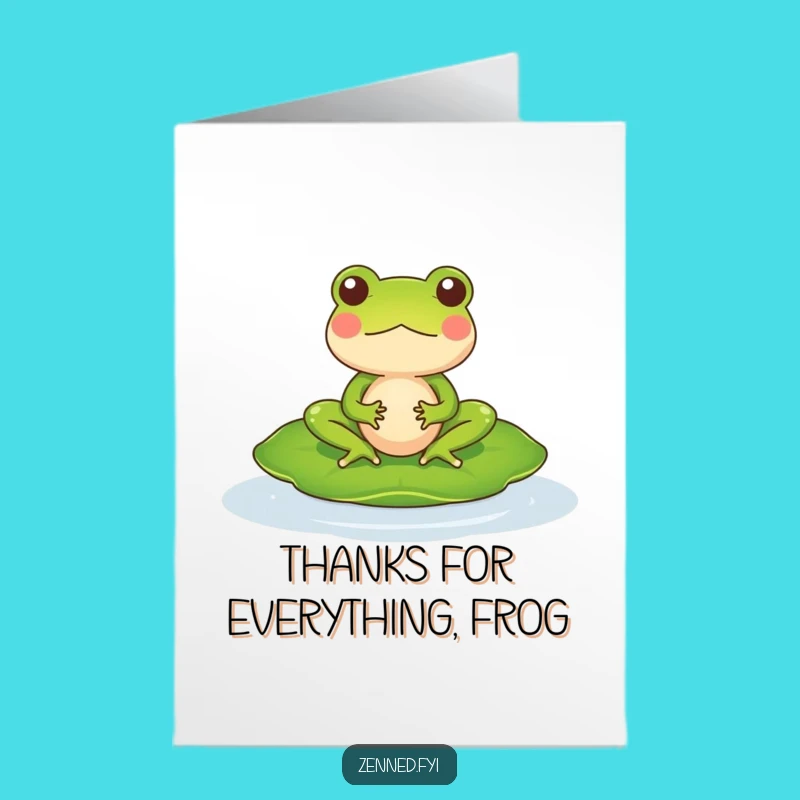 Free Printable Thank You Card: Meditating Frog, Grateful Zen, Downloadable Gift