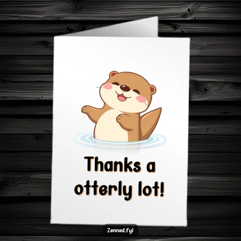Funny Free Printable Thank You Card featuring a happy otter floating peacefully, perfect for sending warm appreciation.