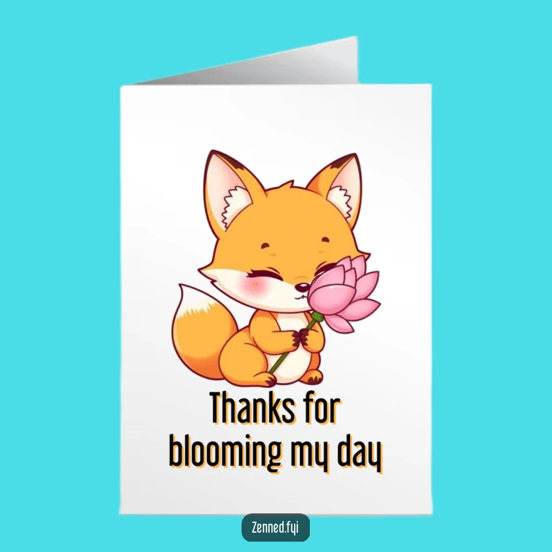 Free Printable Thank You Card: Zen Fox & Lotus - Calm, Downloadable Thanks