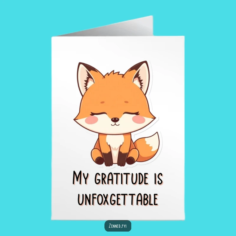 Free Printable Funny Fox Thank You Card: Zen Master Gratitude Downloadable
