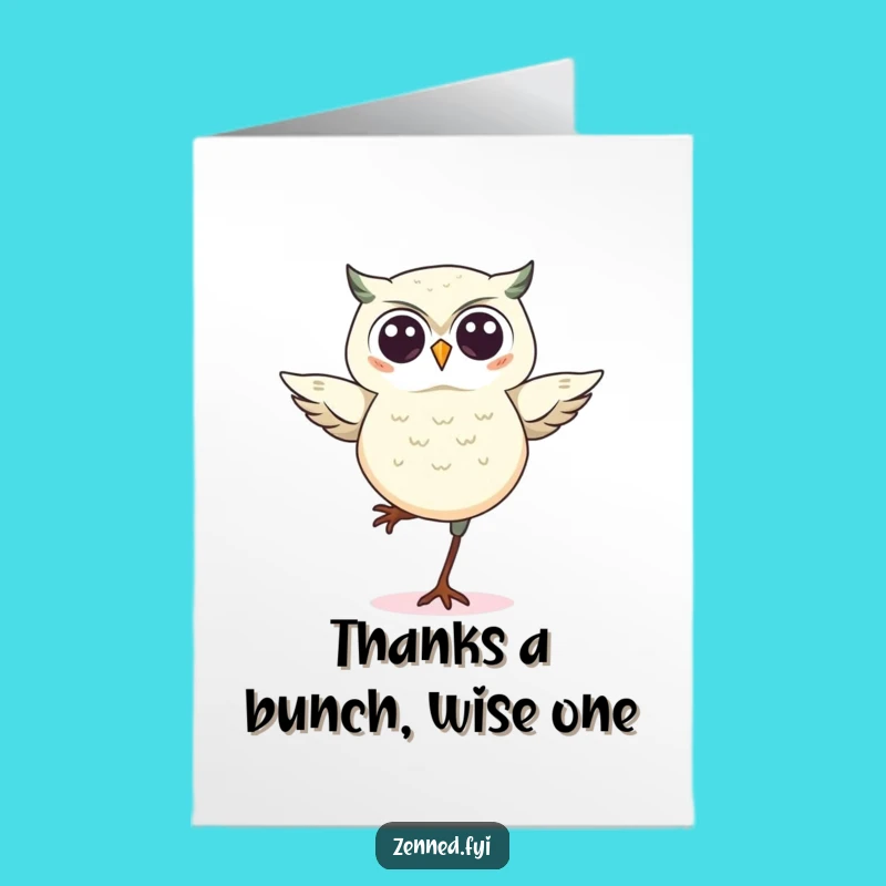 Free Printable Kawaii Owl Thank You Card: Balanced Owl Appreciation for a Grateful Note