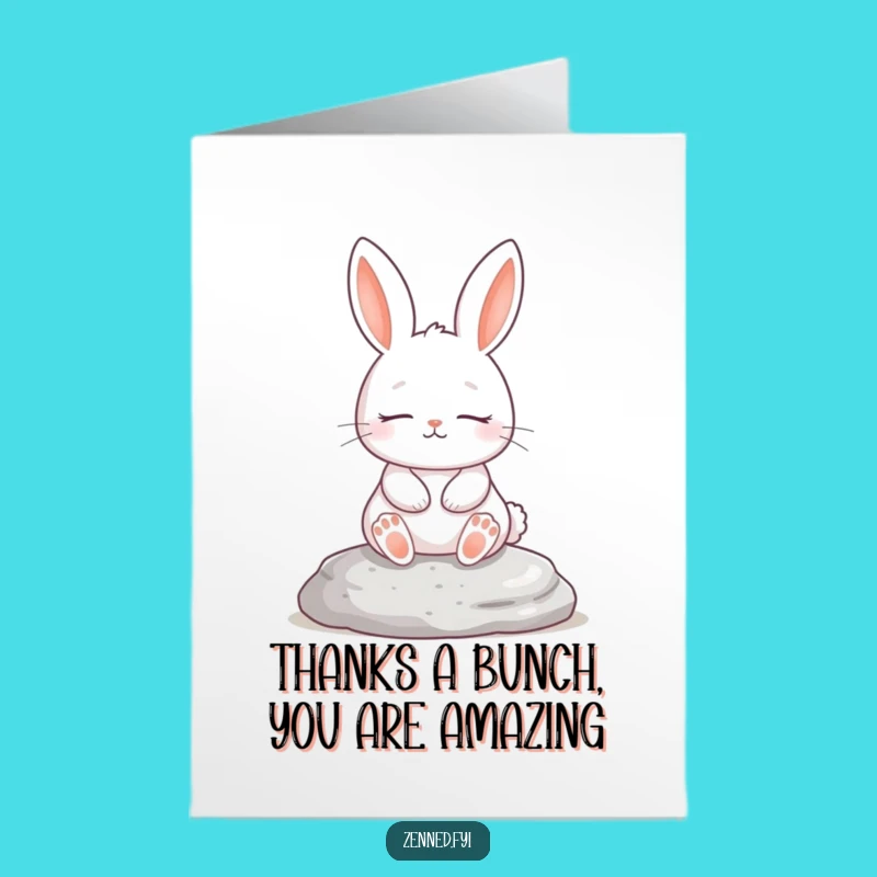 Free Printable Thank You Card: Serene White Rabbit Expressing Gratitude Peacefully