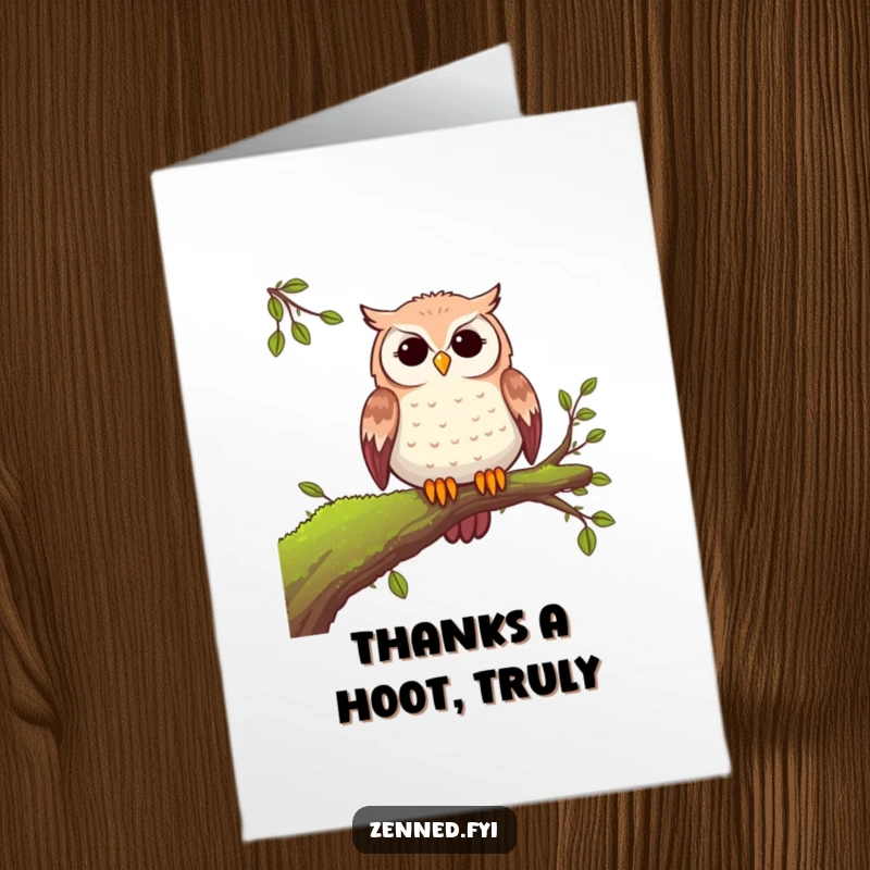 Funny Free Printable Thank You Card: Wise owl expressing thanks, a humorous downloadable greeting for all.