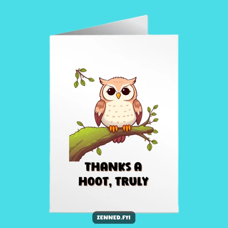 Free Printable Thank You Card: Wise Owl Grateful Funny Downloadable Gift