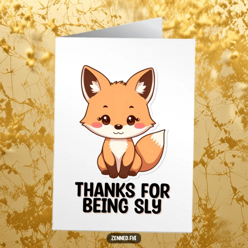 Funny Free Printable Fox Thank You Card with a curious fox's gentle gaze, conveying thanks with humor.