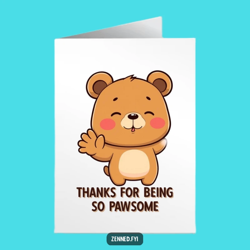 Free Printable Thank You Card: Brown Bear's Calm Gesture of Gratitude