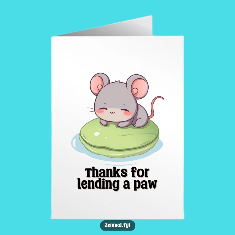 Free Printable Thank You Card: Relaxed Mouse & Lily Pad - Calm, Downloadable Thanks