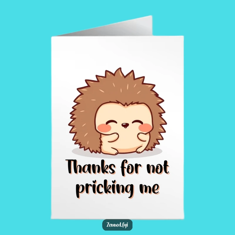 Free Printable Thank You Card: Kawaii Hedgehog Rolled Up Funny Downloadable