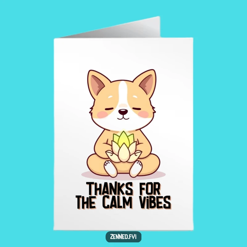 Free Printable Dog Thank You Card: Funny Meditating Pup Downloadable Gift of Gratitude
