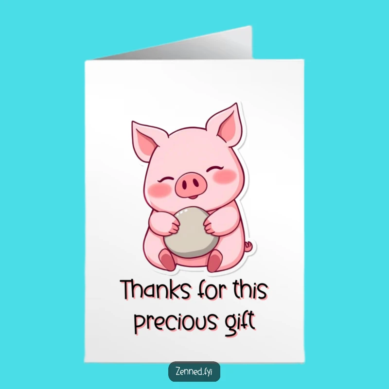 Free Printable Thank You Card: Happy Pig & Pebble - Calm, Downloadable Thanks