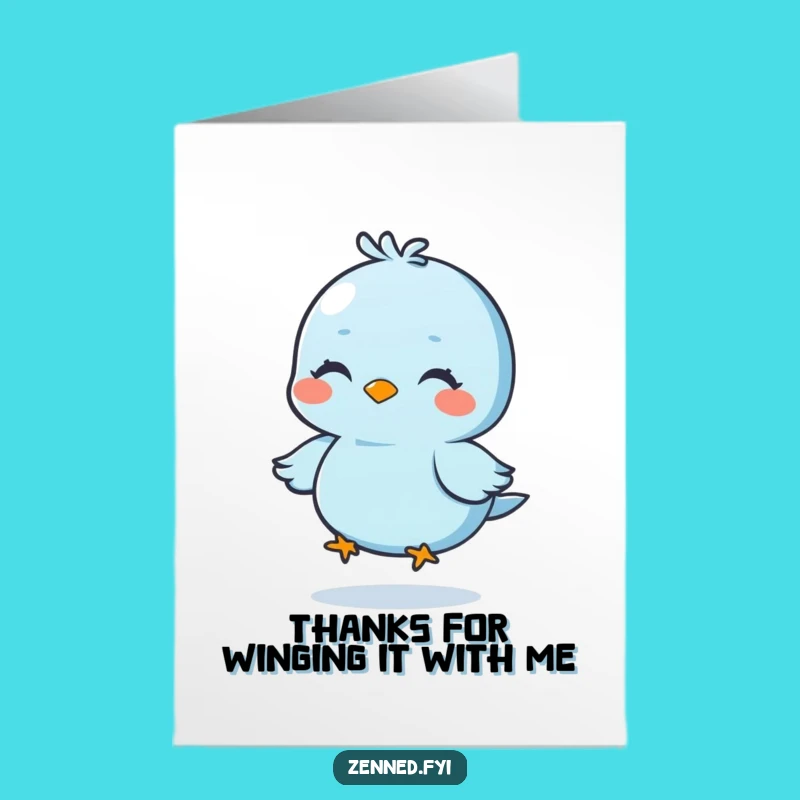 Free Printable Thank You Card: Floating Blue Bird's Grateful, Funny Message