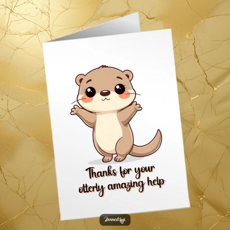 Funny Free Printable Thank You Card: an otter perfectly balancing on one paw, expressing gratitude with humorous skill for your DIY gift.