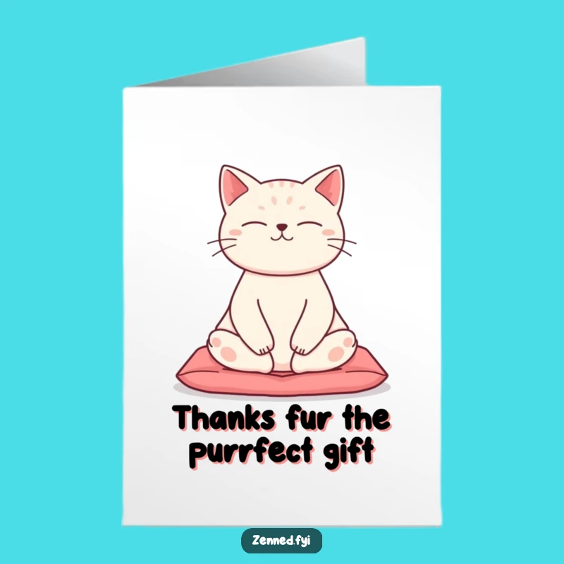 Free Printable Funny Cat Thank You Card: Zen Kitty Gratitude Downloadable Gift