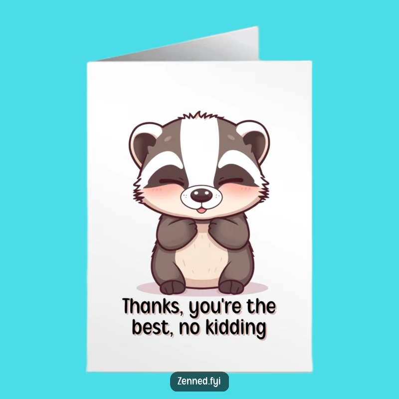 Free Printable Badger Thank You Card: Funny Calm Pup Downloadable Gift of Thanks