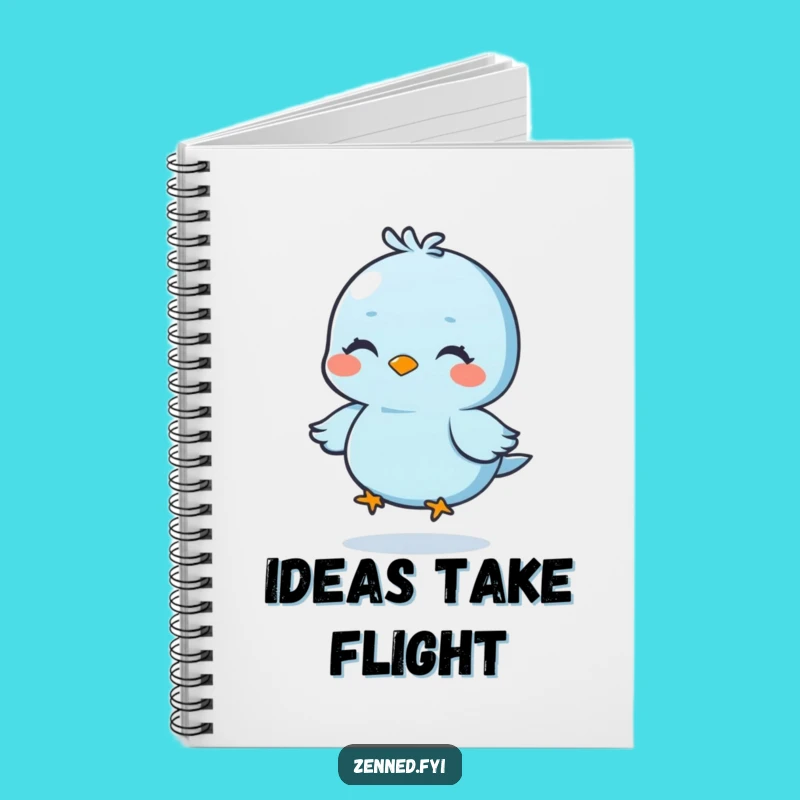 Funny Blue Bird Notebook, Floating Thoughts Journal, Gift for Calm Writers