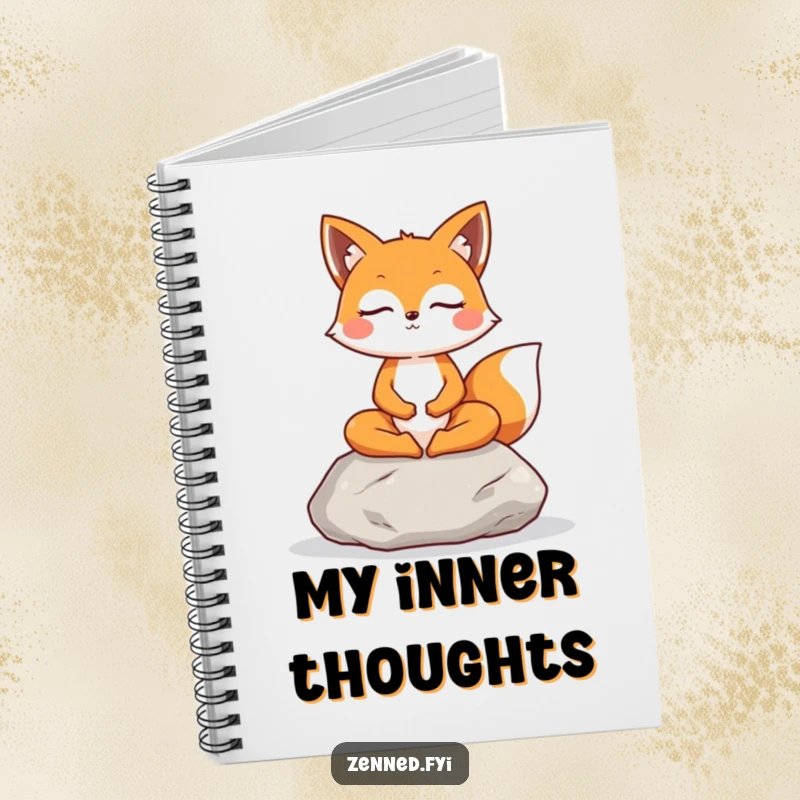 Funny Fox Notebook: A cheerful fox meditates on a stone, ideal for jotting down calm thoughts and reflections.