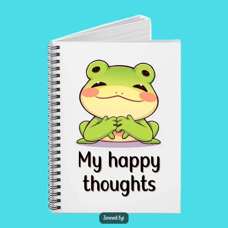 Funny Frog Notebook, Contented Thoughts Journal, Gift for Calm Writers