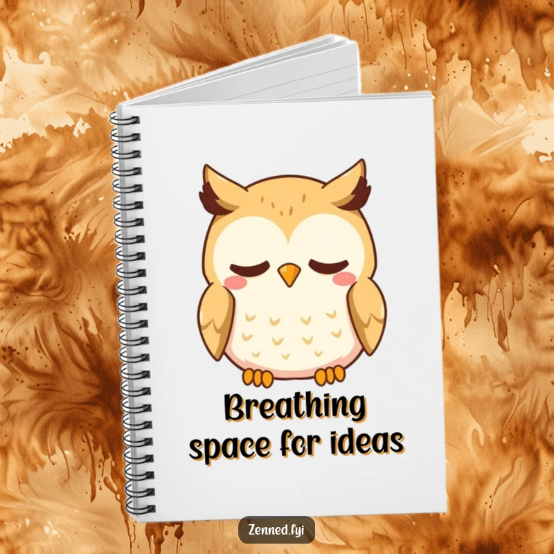 Funny Kawaii Owl Notebook: A notebook featuring a curious owl with a gentle smile, breathing deeply, inspiring calm and focused writing.