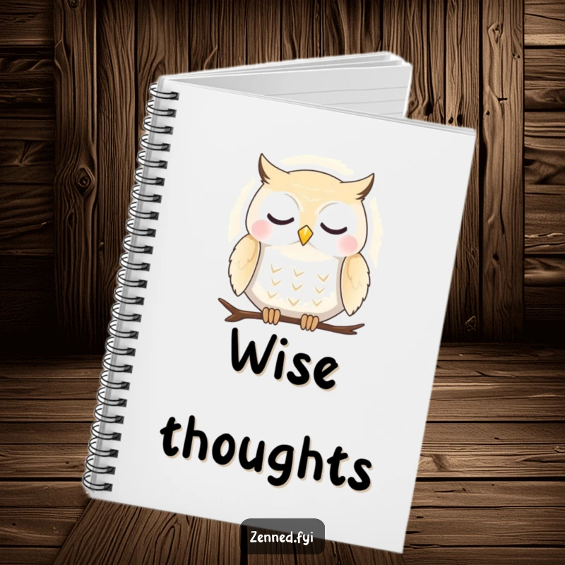 Funny notebook with a peaceful owl in a gentle aura, great for journaling serene thoughts and mindful reflections.