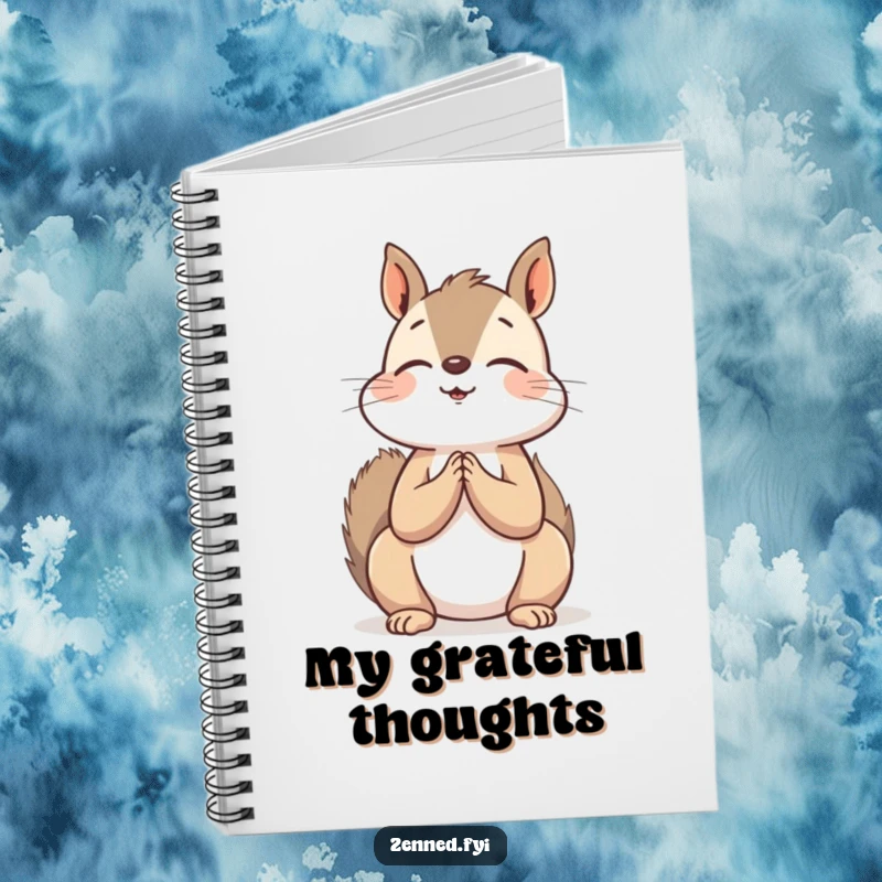 Funny Notebook: A peaceful squirrel with hands clasped, looking up, ready to capture your calm thoughts and funny notes.