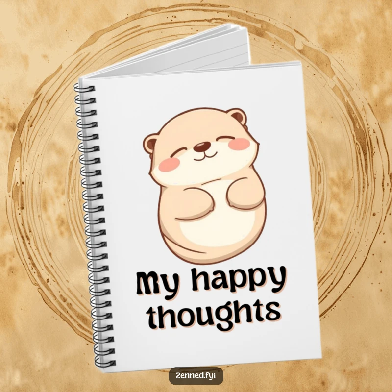 Funny otter notebook showing a contented animal lying on its back with a peaceful smile, perfect for journaling.