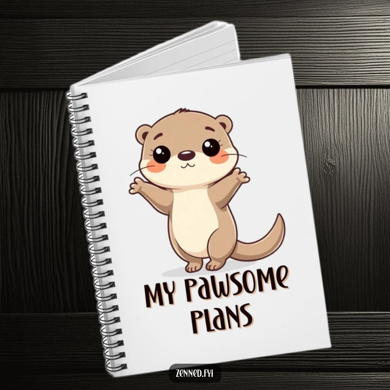 Funny Notebook with a focused otter character balancing on one paw, great for hilariously organized note-taking.