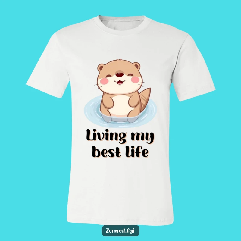 Funny Kawaii Otter T-Shirt: Adorable Floating Character, Perfect Relaxing Gift for Her