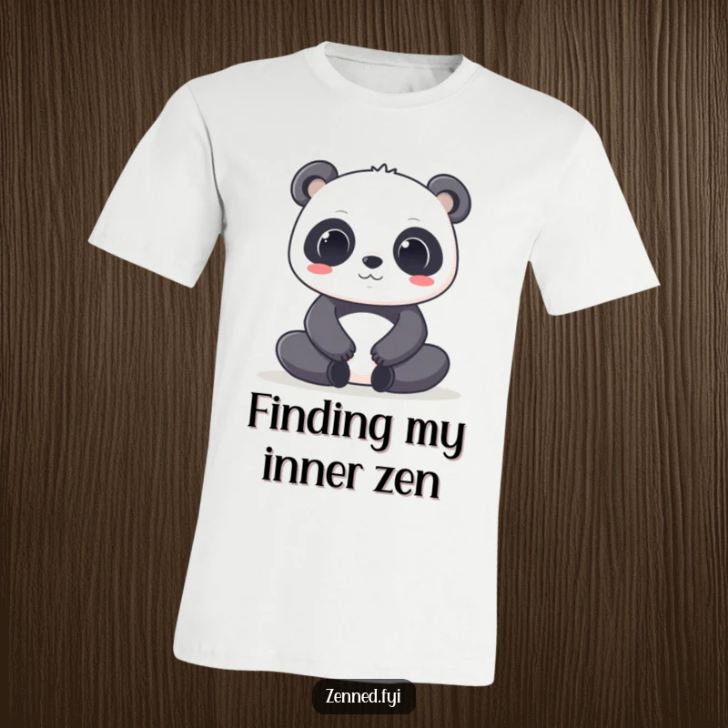 Funny Kawaii Panda T-Shirt: A cute panda meditating in a deep lotus pose, displaying focus and peaceful humor.