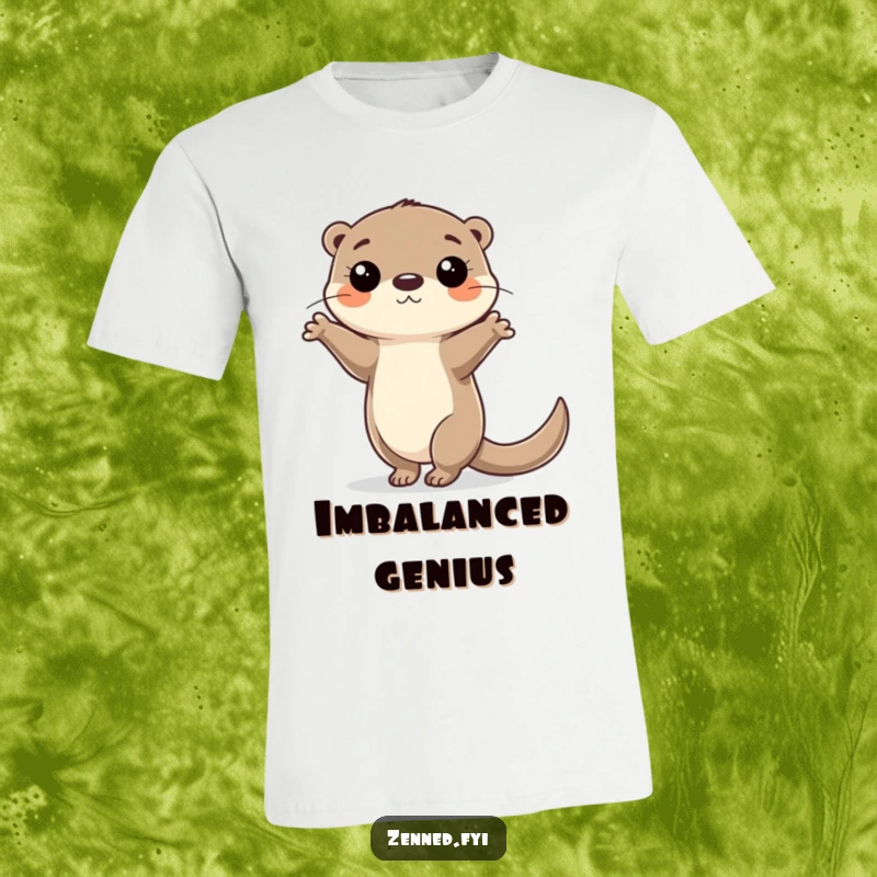 Funny T-Shirt with a focused otter character balancing perfectly on one paw, embodying hilarious determination.