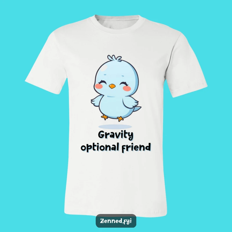 Funny Blue Bird Meditation T-Shirt, Floating Peace, Hilarious Zen Gift