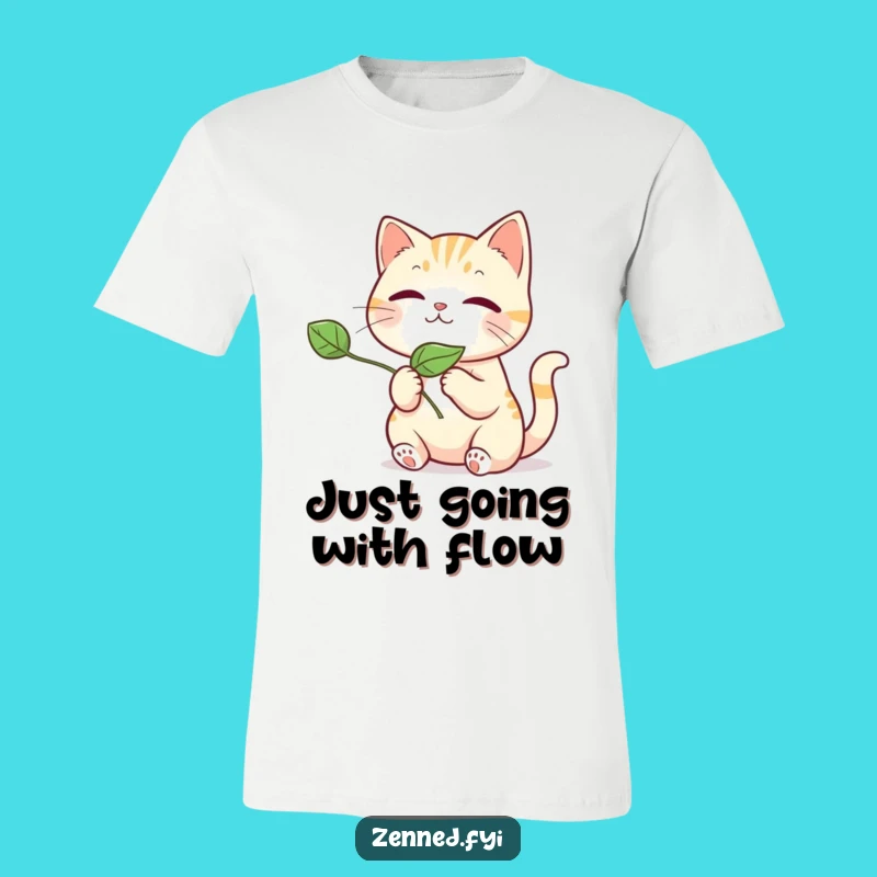 Funny Kawaii Cat Leaf Release Tee: Cute & Cozy Outfit for Cat Lovers