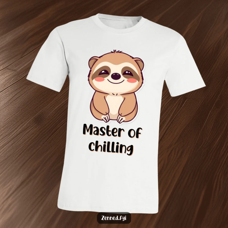 Funny t-shirt showcasing a smiling sloth in a state of deep calm, perfect for expressing a relaxed and humorous personality.