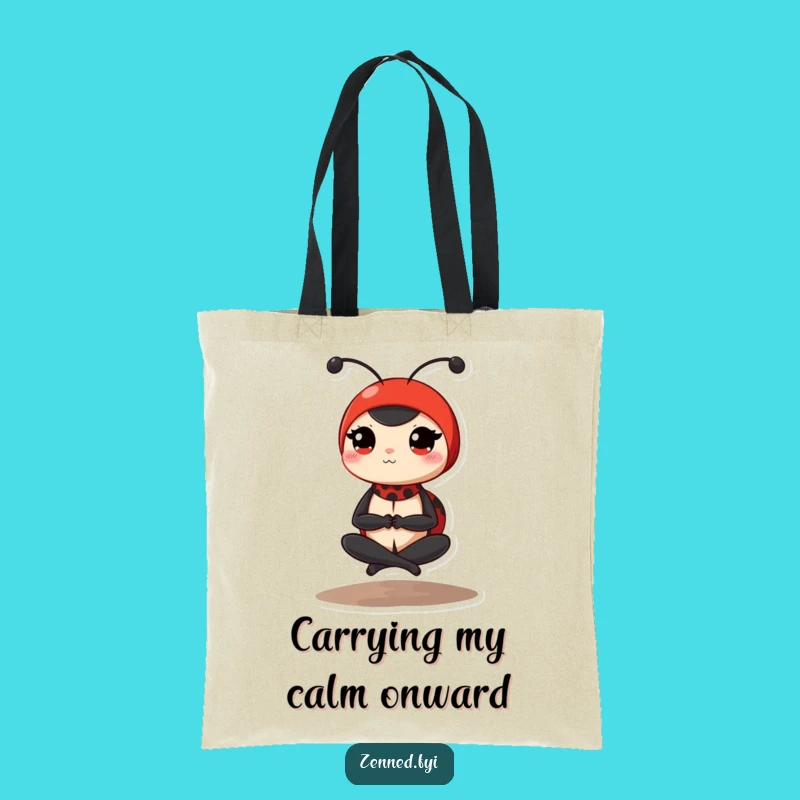 Funny Ladybug Tote Bag: Peaceful Yoga Bug for Groceries & Giggles - Great Gift