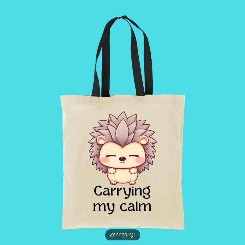 Funny Peaceful Hedgehog Tote Bag - Calm Design, Everyday Serenity, Gift