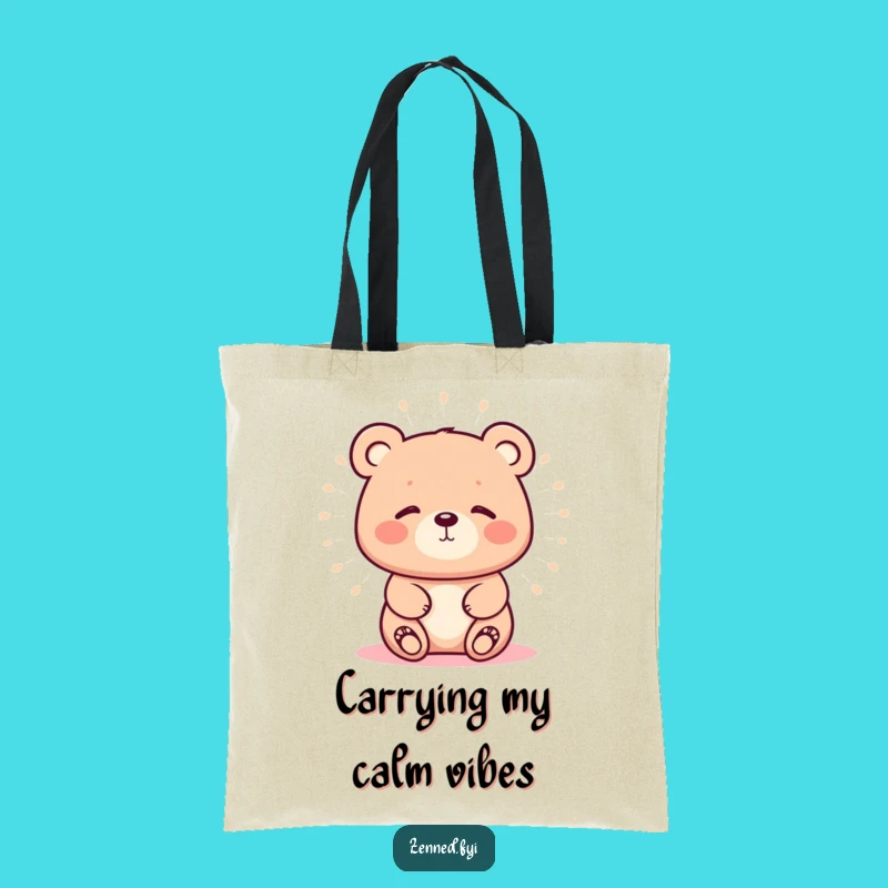 Funny Kawaii Bear Calm Aura Tote Bag - Carry Peace and Humor Everywhere