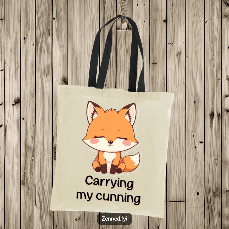 Funny Zen Fox Tote Bag featuring a determined meditating fox, perfect for daily use with a touch of clever humor.