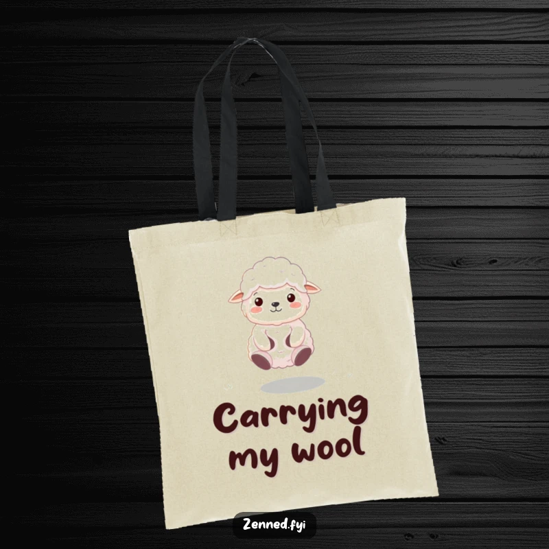 Funny Zen Sheep Tote Bag featuring a meditating sheep floating serenely, perfect for daily use with a touch of humor.