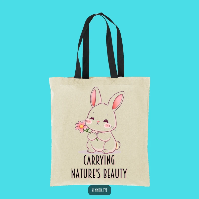 Funny Rabbit Flower Tote Bag: Carry Nature's Beauty and Smiles