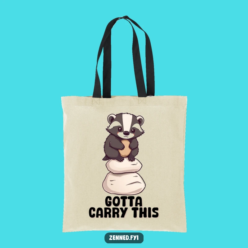 Funny Badger Tote Bag: Pebble Stacking Champ, Practical & Humorous Gift