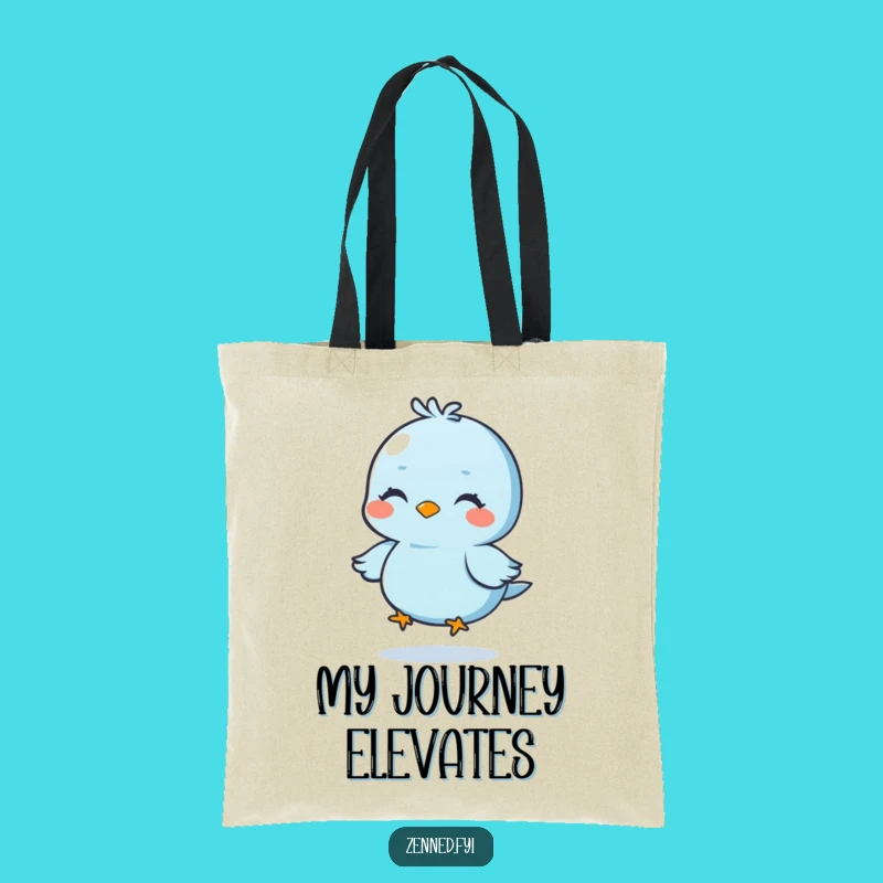 Funny Blue Bird Tote Bag, Floating Zen Carryall, Chic Humorous Gift