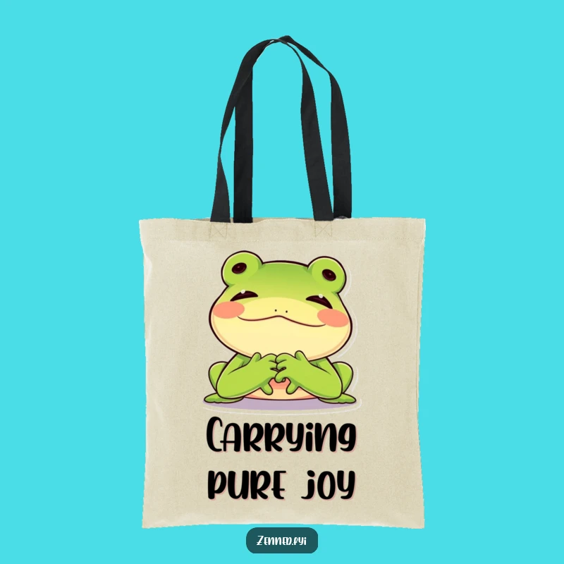 Funny Frog Tote Bag, Contented Carryall, Chic Humorous Gift